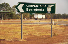 Borroloola road sign - Gulf Region
